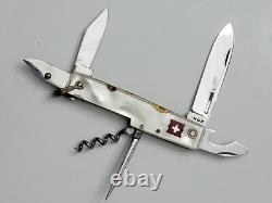 Vintage PRADEL France Swiss Army Style Pocket Knife mother of pearl