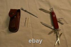Vintage Swiss Army Knife Victorinox Leather Pouch And Miniture Sharping Steel