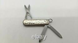 Vintage Victorinox Classic SD Hammered Sterling Silver 58mm Swiss Army Knife