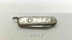 Vintage Victorinox Classic SD Hammered Sterling Silver 58mm Swiss Army Knife