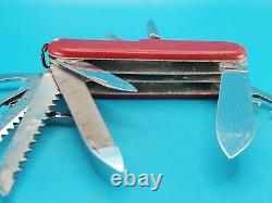 Vintage Victorinox Red Fisherman Plus Swiss Army Knife Multi Tool! RARE