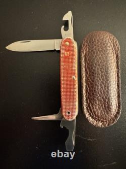 Vintage Victorinox Swiss Army Knife Alox Red Elsener Soldier 1964w leather slip