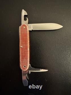 Vintage Victorinox Swiss Army Knife Alox Red Elsener Soldier 1964w leather slip
