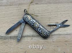 Vintage Victorinox Swiss Army Knife Rostfrei Gold Overlay Rare Collectible