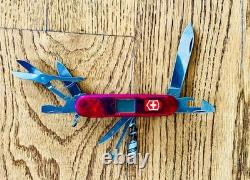 Vintage Victorinox Traveler Altimeter Working 91mm Red Translucent Excellent