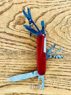 Vintage Victorinox Traveler Altimeter Working 91mm Red Translucent Excellent
