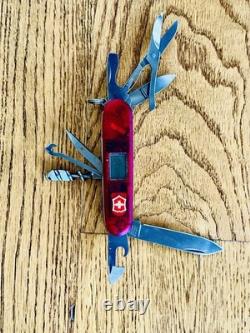 Vintage Victorinox Traveler Altimeter Working 91mm Red Translucent Excellent