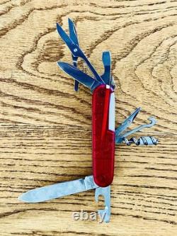 Vintage Victorinox Traveler Altimeter Working 91mm Red Translucent Excellent