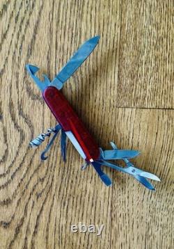 Vintage Victorinox Traveler Altimeter Working 91mm Red Translucent Excellent