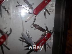 Vintage Wenger Swiss Army Knife Store Advertising Display Case With Knives lot