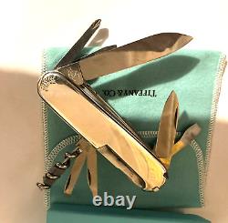 Vintage marked Sterling Silver 18k Tiffany Co Swiss Champ Army Many Tools Knife