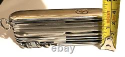 Vintage marked Sterling Silver 18k Tiffany Co Swiss Champ Army Many Tools Knife