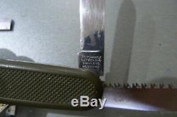 Vtg Victorinox Nato Safari Trooper Swiss Army Folding Knife Saw Corkscrew BX#35