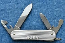 Vtg Victorinox RIBBED ALOX SILVER RED CROSS CADET SWISS ARMY KNIFE MINT IN BOX