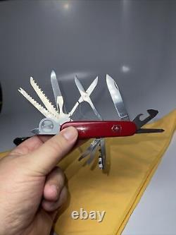 Vtg Victorinox Rostfrei Officer Suisse Swiss Army Knife WithLeather Case 16 Tools