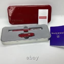 Waterman Paris Pen Victorinox Classic Swiss Army Knife Set Red Tin New