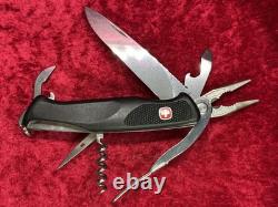 Wenger Ranger 74 Handyman Black Large Swiss Army Knife 130mm 8 Tool Rare (401)