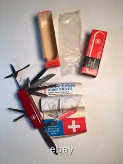 Wenger Swiss Army Knife, new in box, vintage 1970's, #16779, 10 pull-outs plus