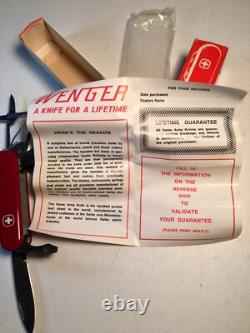 Wenger Swiss Army Knife, new in box, vintage 1970's, #16779, 10 pull-outs plus