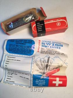 Wenger Swiss Army Knife, new in box, vintage 1970's, #16779, 10 pull-outs plus